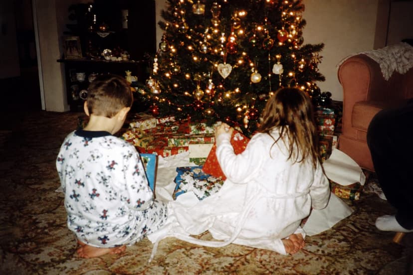 A restored family photograph from Christmas Day, 1994