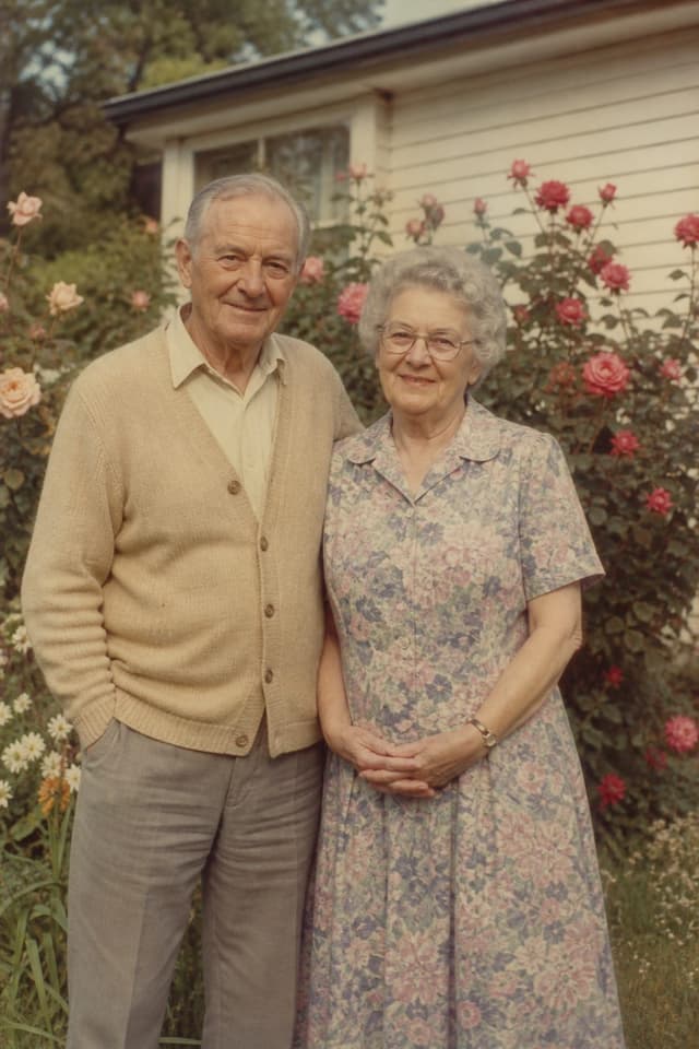 A restored grandparents portrait from 1984
