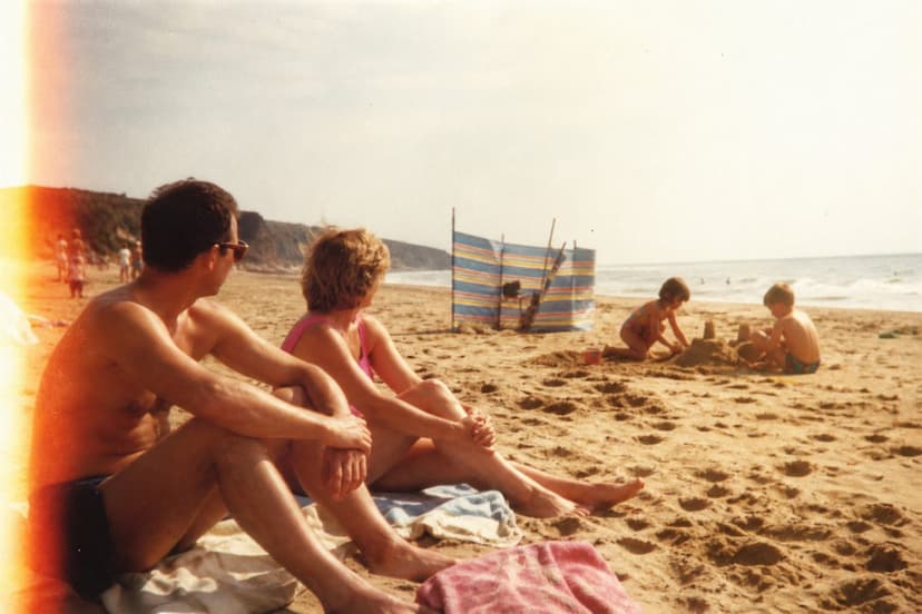 A restored family photograph from a summer holiday in 1997